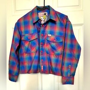 DIXXON FLANNEL CO. Bride of Chucky women’s medium crop flannel